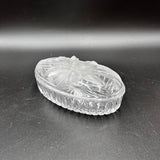 Vintage Studio Nova Iris Delight Covered Candy Dish, Clear Glass Lidded Trinket Dish