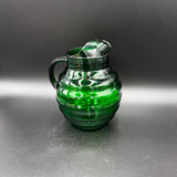 Anchor Hocking Forest Green Whirly Twirly Pitcher with Ice Lip, Vintage Anchor Hocking Pitcher, Beehive Pitcher