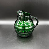 Anchor Hocking Forest Green Whirly Twirly Pitcher with Ice Lip, Vintage Anchor Hocking Pitcher, Beehive Pitcher