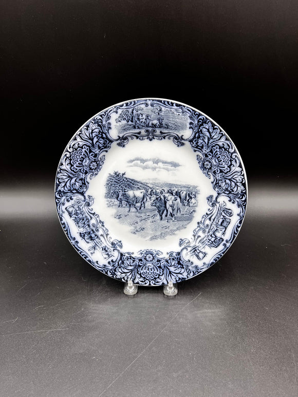 Wedgwood Flow Blue Cattle Scene Decor Plate- Wedgwood Dinner Plate