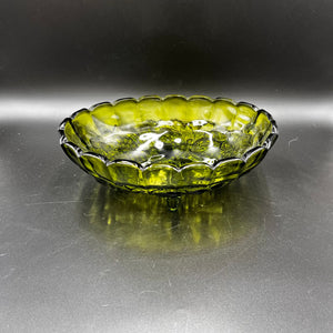 Indiana Glass Harvest Grape Footed Green Bowl