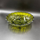 Indiana Glass Harvest Grape Footed Green Bowl