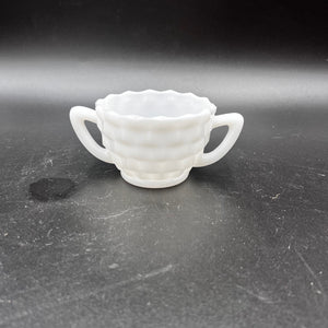 Jeannette Cubist Milk Glass Open Sugar Bowl