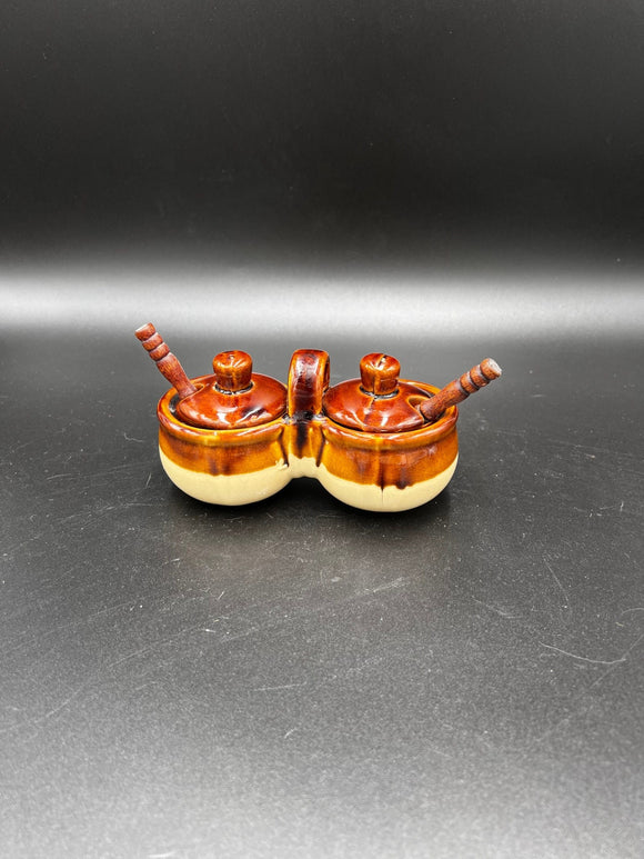 Stoneware Double Condiment Bowl