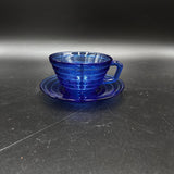 Hazel Atlas Moderntone Cobalt Blue Tea Cup and Saucer