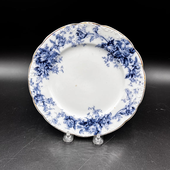 Luray Flow Blue Plate by Bishop and Stonier- Antique Flow Blue