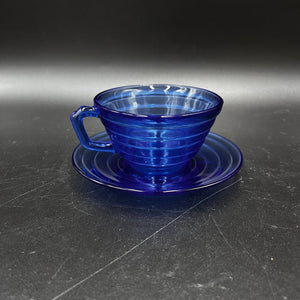 Hazel Atlas Moderntone Cobalt Blue Tea Cup and Saucer