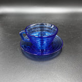 Hazel Atlas Moderntone Cobalt Blue Tea Cup and Saucer