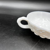 Westmoreland Paneled Grape Milk Glass Handled Dish