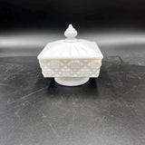 Westmoreland Milk Glass Buttons and Bows Lidded Candy Dish