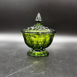 Anchor Hocking Avocado Green Fairfield Footed Covered Candy Dish