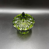 Anchor Hocking Avocado Green Fairfield Footed Covered Candy Dish