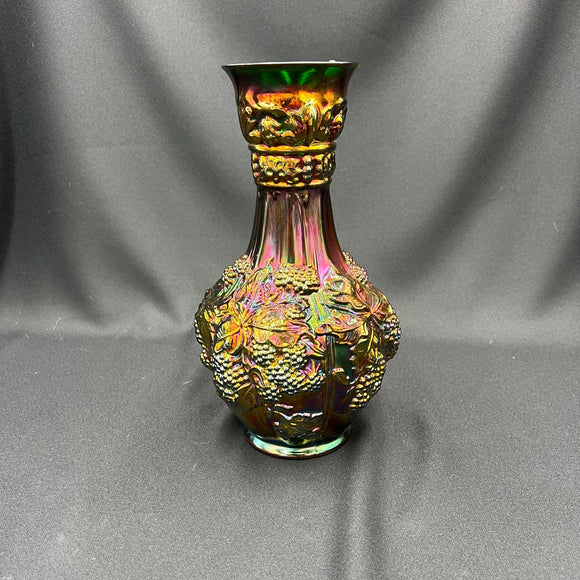 Fenton Green Carnival Glass Berry Vase